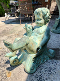 Bronze Putti Boy With Dolphin Fish Fountain
