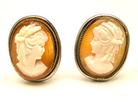 Antique Sterling Cameo Clip Earrings