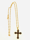 14K Yellow Gold Garnet Cross Necklace