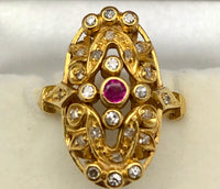 Antique Ruby Diamond Ring 18K