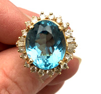 Blue Topaz & Diamond Ring 14K YG