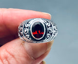 Sterling Silver Garnet Bali Ring