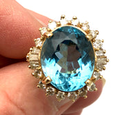 Blue Topaz & Diamond Ring 14K YG