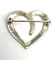 Vintage Sterling Marcasite Heart Brooch