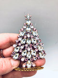 Pink Czech Rhinestone Christmas Tree Decoration # 281