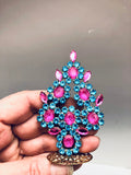 Vintage Czech Crystal Mantle Turquoise Tree # 129