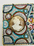 Antique Italian Shell Cameo Micro Mosaic Victorian Belt Buckle