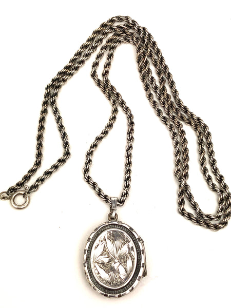 Victorian Sterling Locket Necklace
