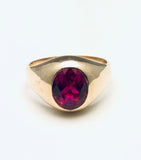 10K Yellow Gold Mens Vintage Synthetic Ruby Ring