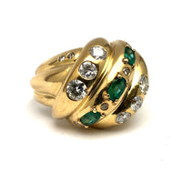 Custom Emerald & Diamond Domed Knot Ring 18K