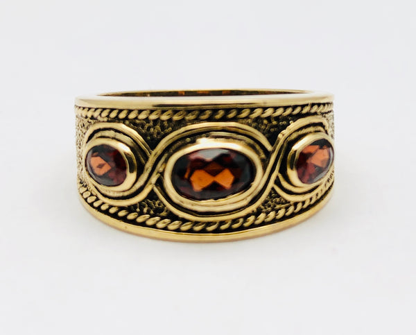 Antique English 10K Bezel Set Garnet Ring