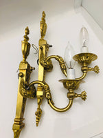 Antique Brass Pair Torchiere Scones