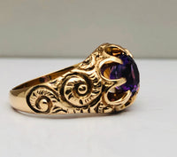 Antique Amethyst Engraved Ring 1905