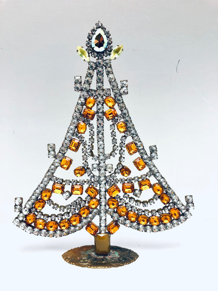 Vintage Czech Rhinestone Christmas Mantle  Tree # 298