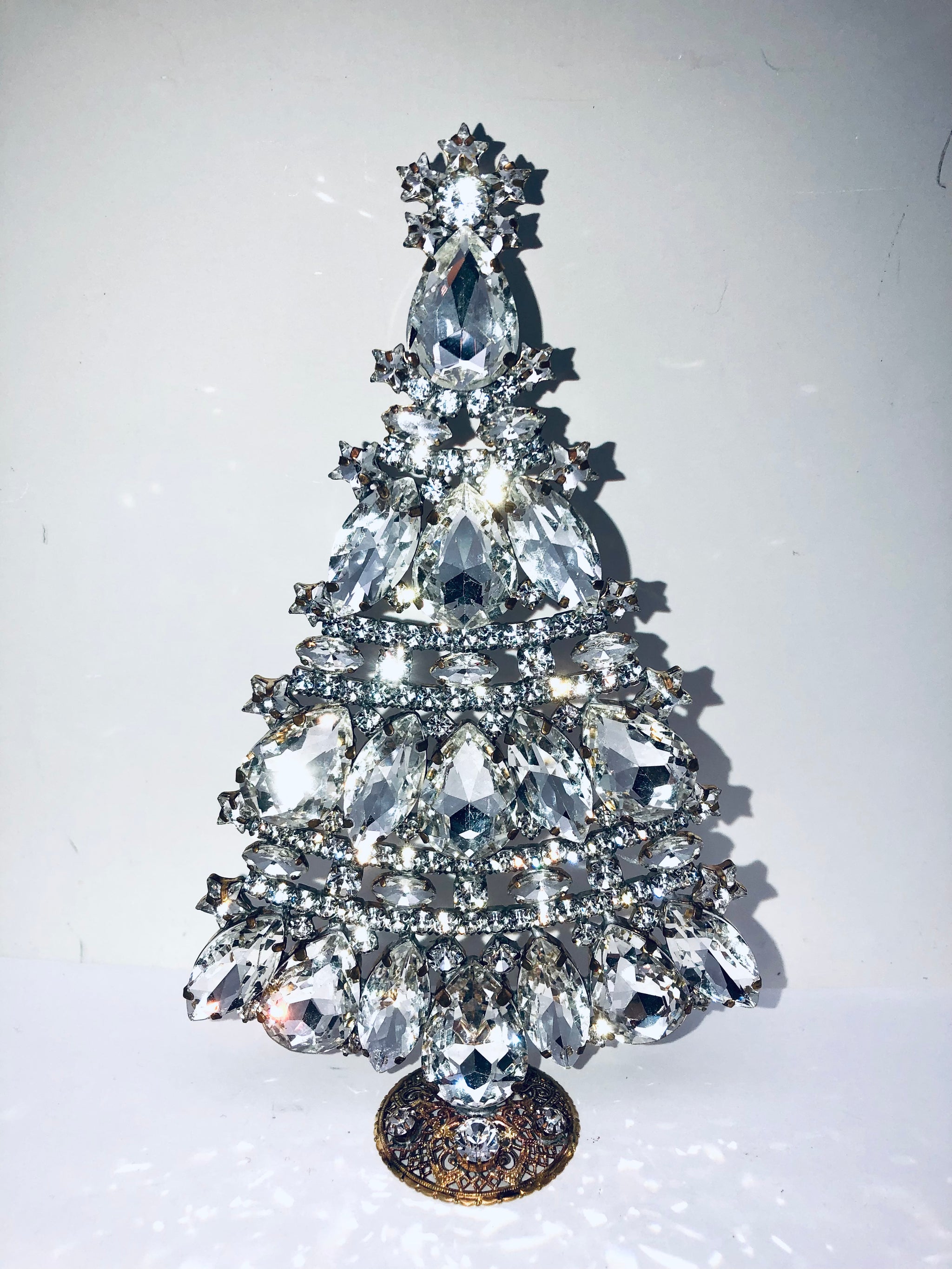 A Trio of Small Czech Rhinestone Trees, buy Vintage Christmas Tree, Rhinestone Christmas Tree, Vintage Rhinestone Tree, Vintage XMAS Decoration