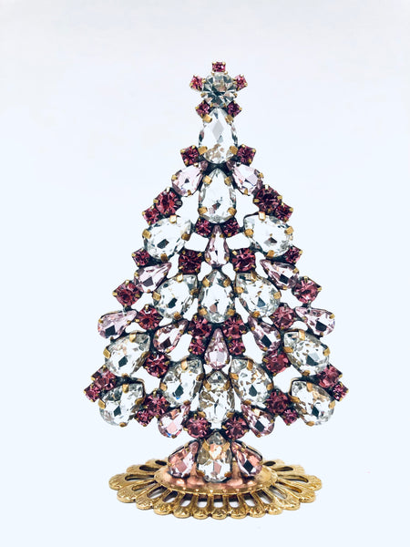 Pink Czech Rhinestone Christmas Tree Decoration # 281