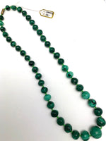 Antique Malachite Bead Necklace 26”