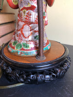 Antique Chinese Porcelain Rosewood Lamp