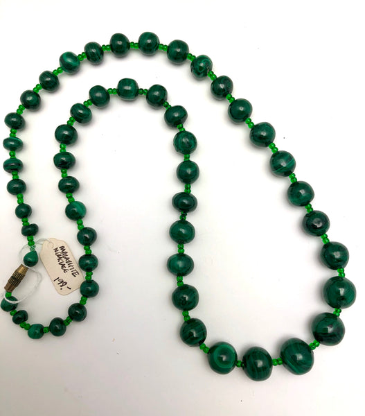 8mm Malachite & 925 Silver Bead Necklace – mAgnetico INT