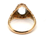 14K YG Oval Aquamarine & Diamond Ring