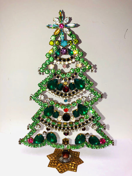 Vintage Czech Crystal Christmas Tree Decoration # 248