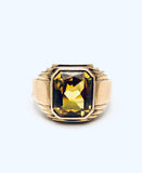 14K Yellow Gold Emerald Cut Citrine Ring