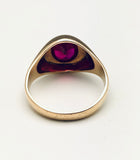 10K Yellow Gold Mens Vintage Synthetic Ruby Ring