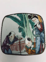 Antique Chinese Porcelain Silver Plate Patch Box