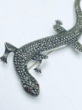 Large Sterling Silver Marcasite Salamander Brooch