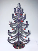 Czech Purple Crystal Mantle Christmas Tree #165