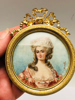 Madame de Montesson Hand Painted French Ormolu Portrait Miniature Ormolu
