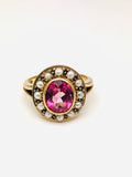 Antique English Pink Tourmaline Pearl Ring