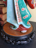 Antique Chinese Porcelain Rosewood Lamp