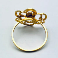 18K Yellow Gold Diamonds Clover Flower Ring