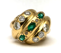 Custom Emerald & Diamond Domed Knot Ring 18K