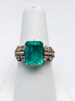 Columbian Emerald Diamond Ring 14K