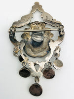 Peruzzi Silver Crested Shield Brooch Antique