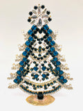 Vintage Czech Teal Crystal Mantle Christmas Tree # 222