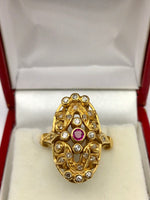 Antique Ruby Diamond Ring 18K