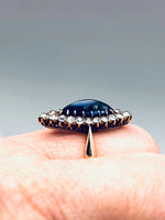 Antique Georgian Cabochon Marquis Sapphire Diamond Ring