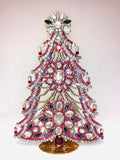 Vintage Czech Pink Crystal Christmas Tree Decoration # 245