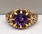 Antique Amethyst Engraved Ring 1905