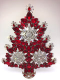 Czech Crystal Christmas Tree Red Snowflake 11”