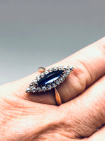 Antique Georgian Cabochon Marquis Sapphire Diamond Ring