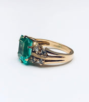 Columbian Emerald Diamond Ring 14K