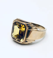 14K Yellow Gold Emerald Cut Citrine Ring