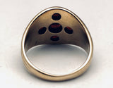 English Hand Crafted Five Garnet Ring 18K