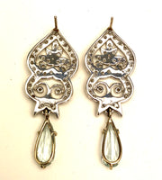 14K White Gold Diamond Aquamarine Earrings