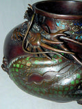 Oriental Bronze High Relief Dragon Jardineer