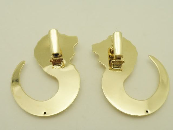 Big Retro Lion Hoop Earrings - Gold Plated Statement Studs With Greek Key & Roman Coin Details